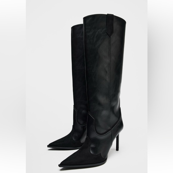 ZARA THIN HEEL COWBOY BOOTS - Picture 1 of 6